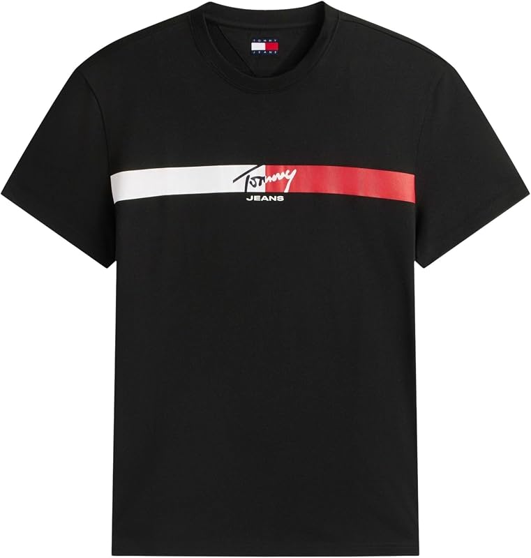 TJM Reg Signature Stripe T Ext DM0DM22539 S/S T-Shirt, Noir (Noir), S