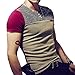 8sanlione Mens Casual Slim Fit Short-Sleeve/Long Sleeve Contrast Color T-Shirt(Medium,S_Red)