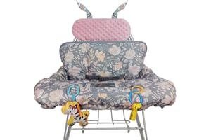 ICOPUCA Shopping Cart Cover for Baby, 2 in 1 cart Cover for Babies N high Chair Cover, Padded Grocery cart seat Cover for Baby Girl boy, with Extra Detachable Cushion, Universal fit; Patent Design