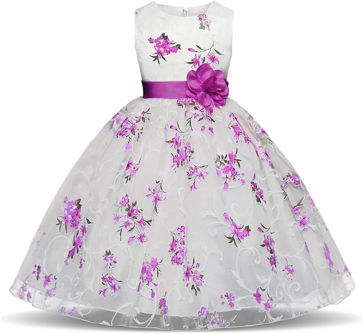 Flower Girl Dress 3-8 Years Princess Dresses for Kids Girls Wedding Teens Party Kid Girls Floral Clothes