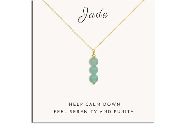SmileBelle Jade Necklace for Women, Dainty Crystal Necklace With Jade Beads, Green Necklace Crystal Pendant Necklace as Birthday Gifts Ideas for Adults Women, Jade Jewelry as Crystals Gifts