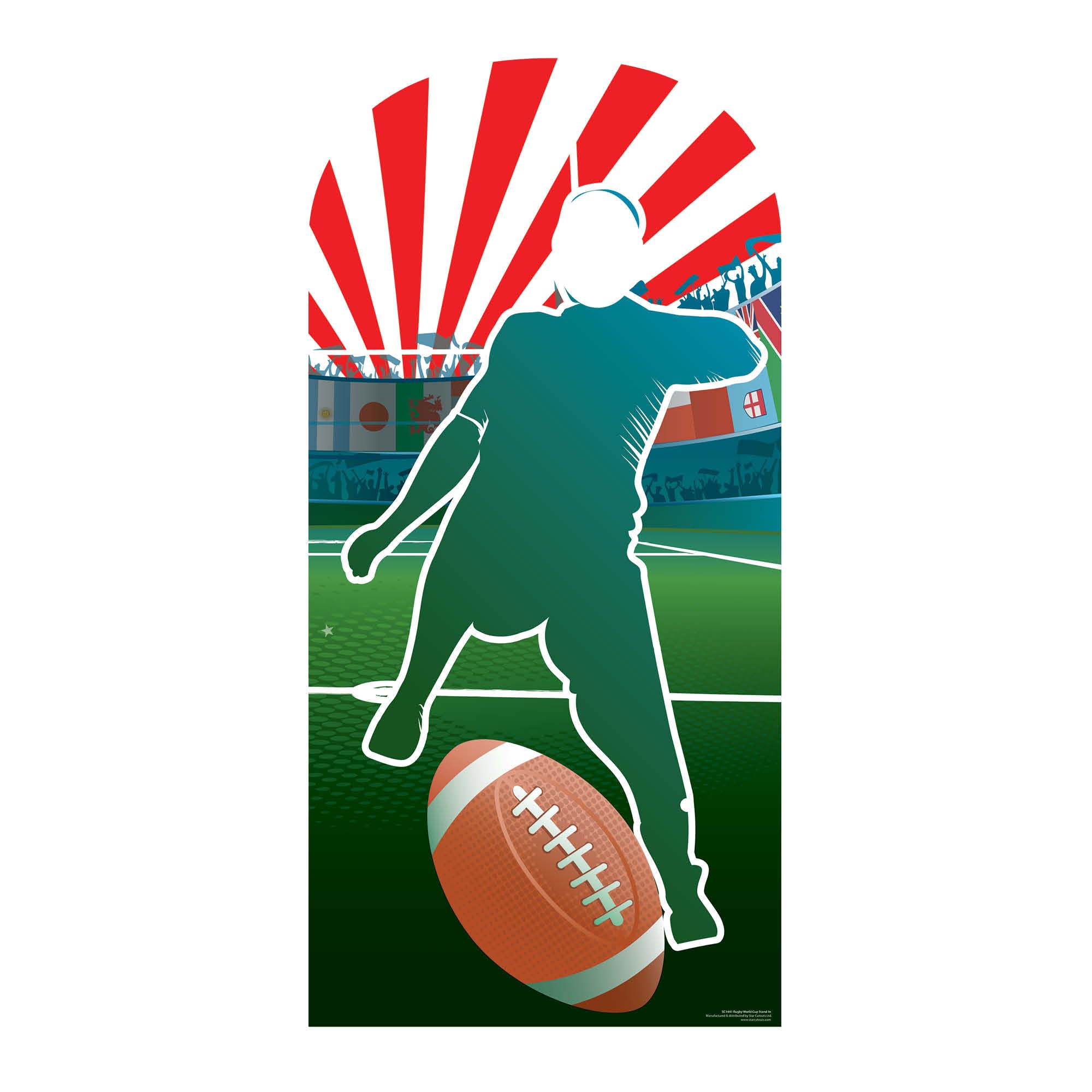 STAR CUTOUTS SC1441 Rugby World Stand-In Cardboard Cutout – 185cm Sports Fan Photo Prop for Events, Shows & Parties