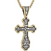 HZMAN Eastern Orthodox Cross Necklace for Men Women Retro Religious Jesus Crucifix Byzantine Cross Christian Pendant Jewelry Gift