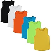 Phedrew 6 Pack Boys Youth Kids Mesh Athletic Quick Dry Tank Top Sleeveless T Shirts Moisture Wicking (Age 4-18)