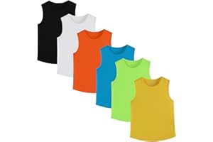 6 Pack Boys Youth Kids Mesh Athletic Dry-Fit Tank Top Sleeveless Moisture Wicking Active Tank Tops (Age 4-18)