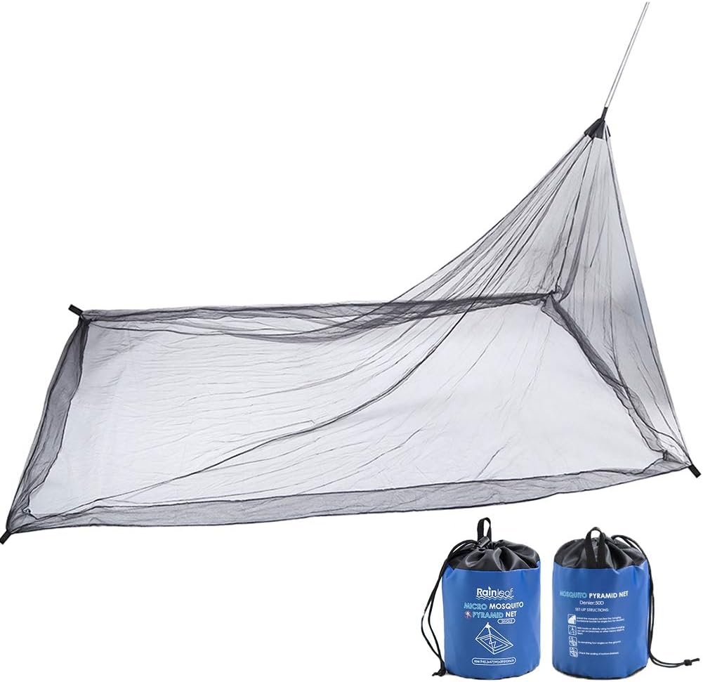 Rainleaf Mosquito Net Pyramid Net for Cot,Sleeping Bags, Bed, Tent,Compact & Lightweight-Single&Double