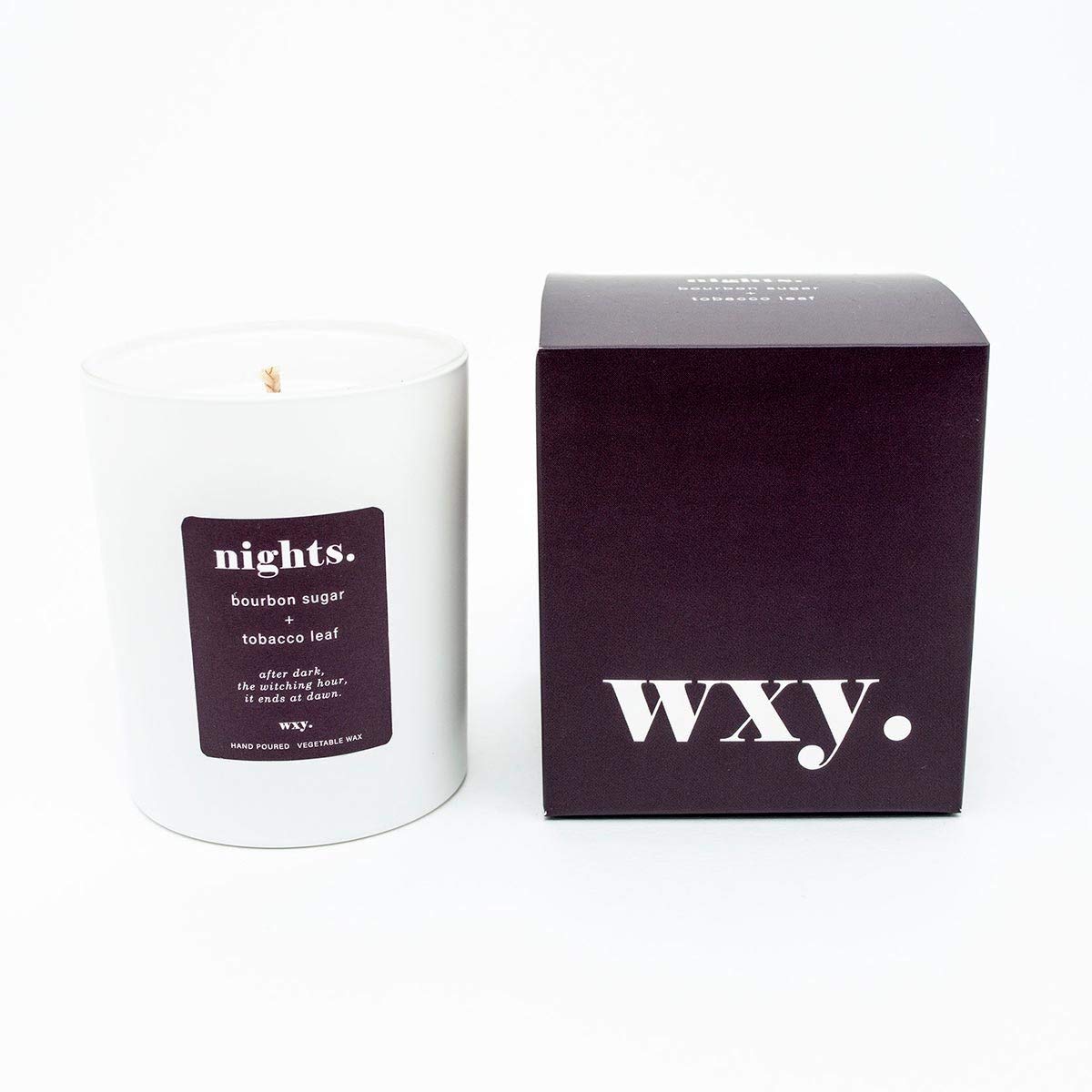 WXY nights. scented candle, Bourbon Sugar & Tobacco Leaf