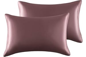 EXQ Home Silky Satin Pillowcase for Hair and Skin,Pillow Cases Standard Size Set of 2 Satin Pillow Case 2 Pack with Envelope Closure (Burlwood, 20x26 Inches)