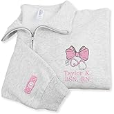 COUPLEHOODIES Custom Embroidered Title Nursing Quarter Zip Sweatshirt With Name – Gift for Nursing Assistant or Students