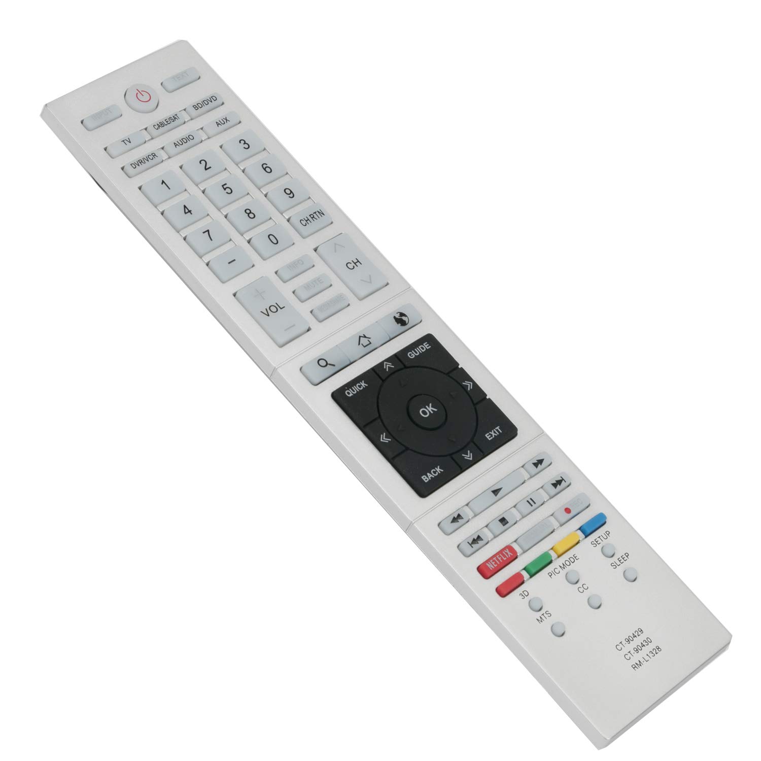VINABTY CT-90429 CT-90430 RM-L1328 Remote Control Replacement fit for TOSHIBA TV 40L6363DG 50L4363DG 40L7363DN 40L7365DB 40L7365DN 40L7363D 40L7363DG Remote Controller with NETFLIX button