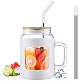 WINSA Glass Tumbler with Bamboo Lid and Straw, 32