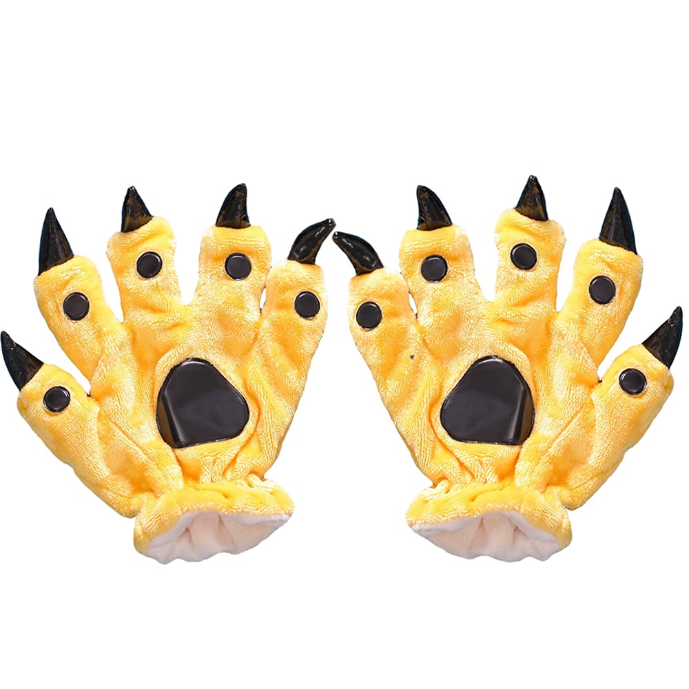 Halloween Costume Claw Gloves Novelty Adults Animal Paw Gloves Hairy Hands Warm Dinosaur Glove Cat Wolf Claw Mittens for Halloween Cosplay Carnival Party Fancy Glove