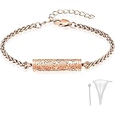 constantlife Cremation Bracelet for Ashes for Women Stainless Steel Sunflower Cylinder Urn Adjustable Link Bangle Memorial Jewelry Loved Ones Ashes Holder Keepsake