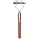 Mars Coat King Blunt Dematting Undercoat Grooming Rake Stripper Tool for Dogs and Cats, Stainless Steel with Wooden Handle, Made in Germany, 10-Blade