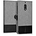 kwmobile Wallet Case for Nokia 6 (2017) - Fabric and PU Leather Flip Cover with Card Slots and Stand - grey black