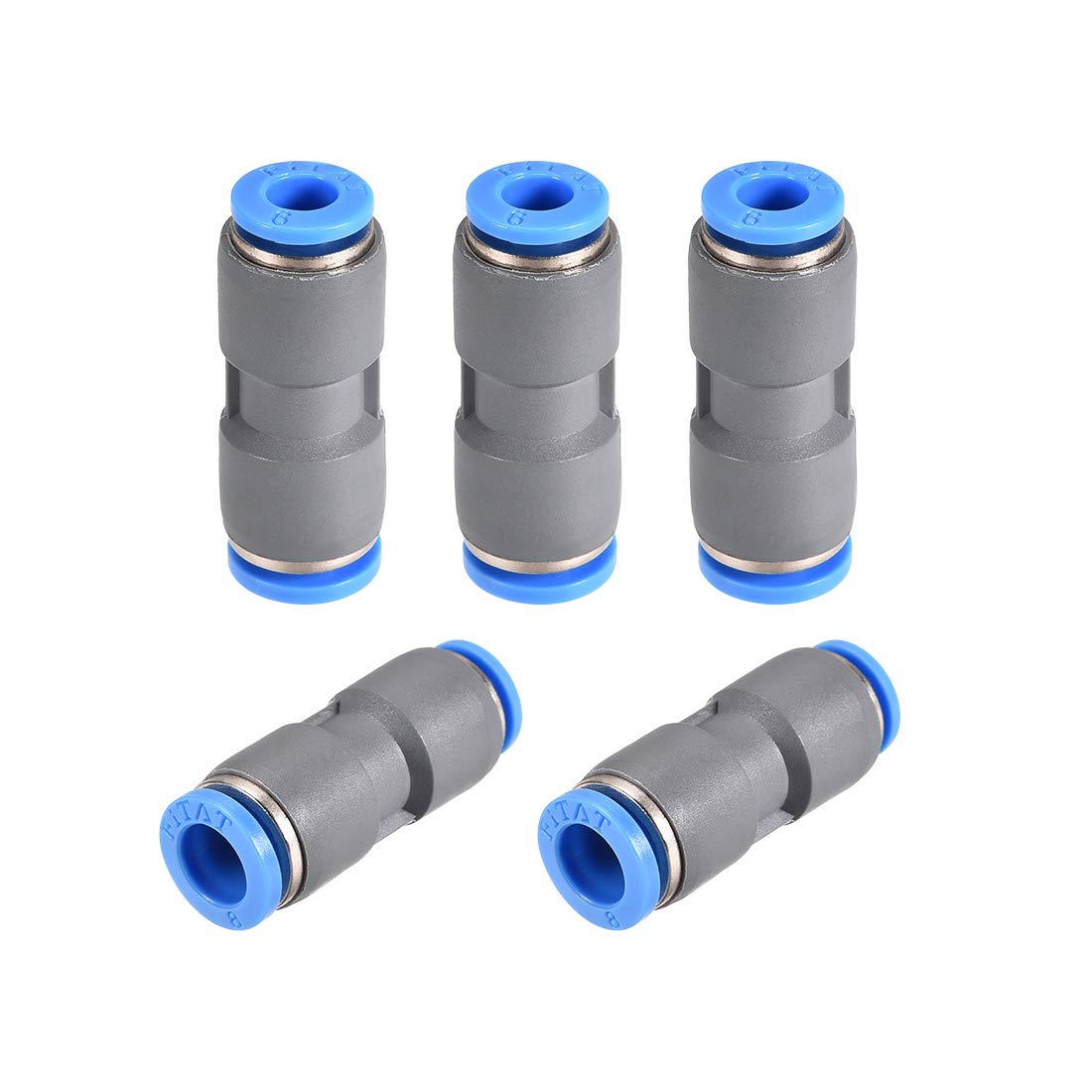 sourcing map Straight Push to Connector Reducer Fitting 8mm to 6mm Quick Release Pneumatic Connector Plastic Union Pipe Tube Fitting Grey 5Pcs