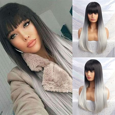 Amazon レースフロントかつら 黒人女性のアフリカ系アメリカ人オンブル黒茶色のコスプレ耐熱髪のための前髪の長い波状の合成かつら C Xiaxia ビューティー 通販