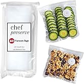 Chef Preserve Reusable Vacuum Sealer Bags for Food – 60 BPA-Free Food Storage Bags, Freezer, Microwave – Odor-Resistant, Leak-Proof – Compatible with Chef Preserve Vacuum Sealers
