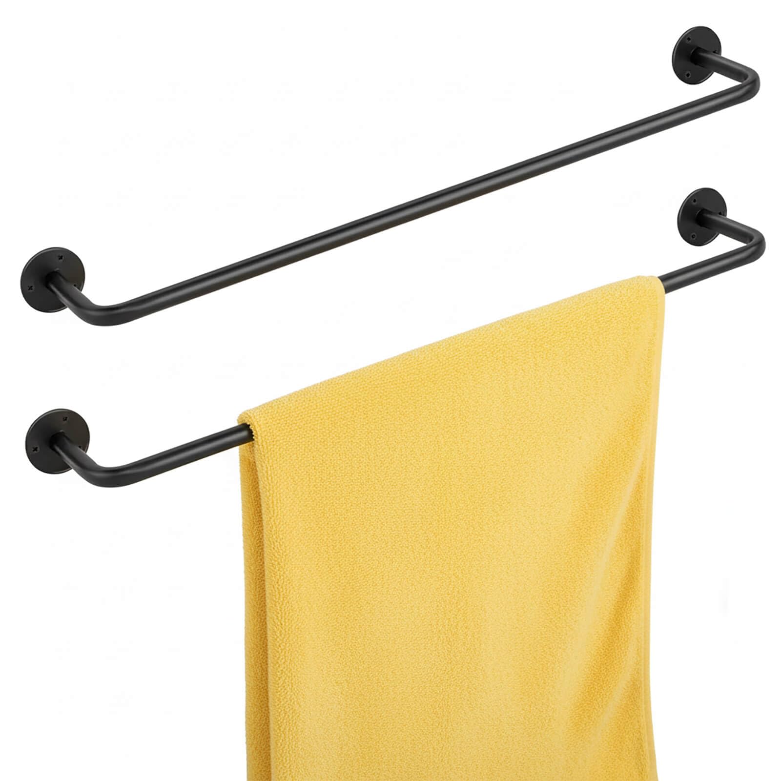 Photo 1 of 2 Packs Towel Bar 16-Inch Black Stainless Steel, Wall Mounted Bathroom Towel Rack with Mounting Screws, Rustproof