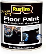 RUSTINS Quick Dry Floor Paint Black 1 Litre Concrete Wood Stone Brick