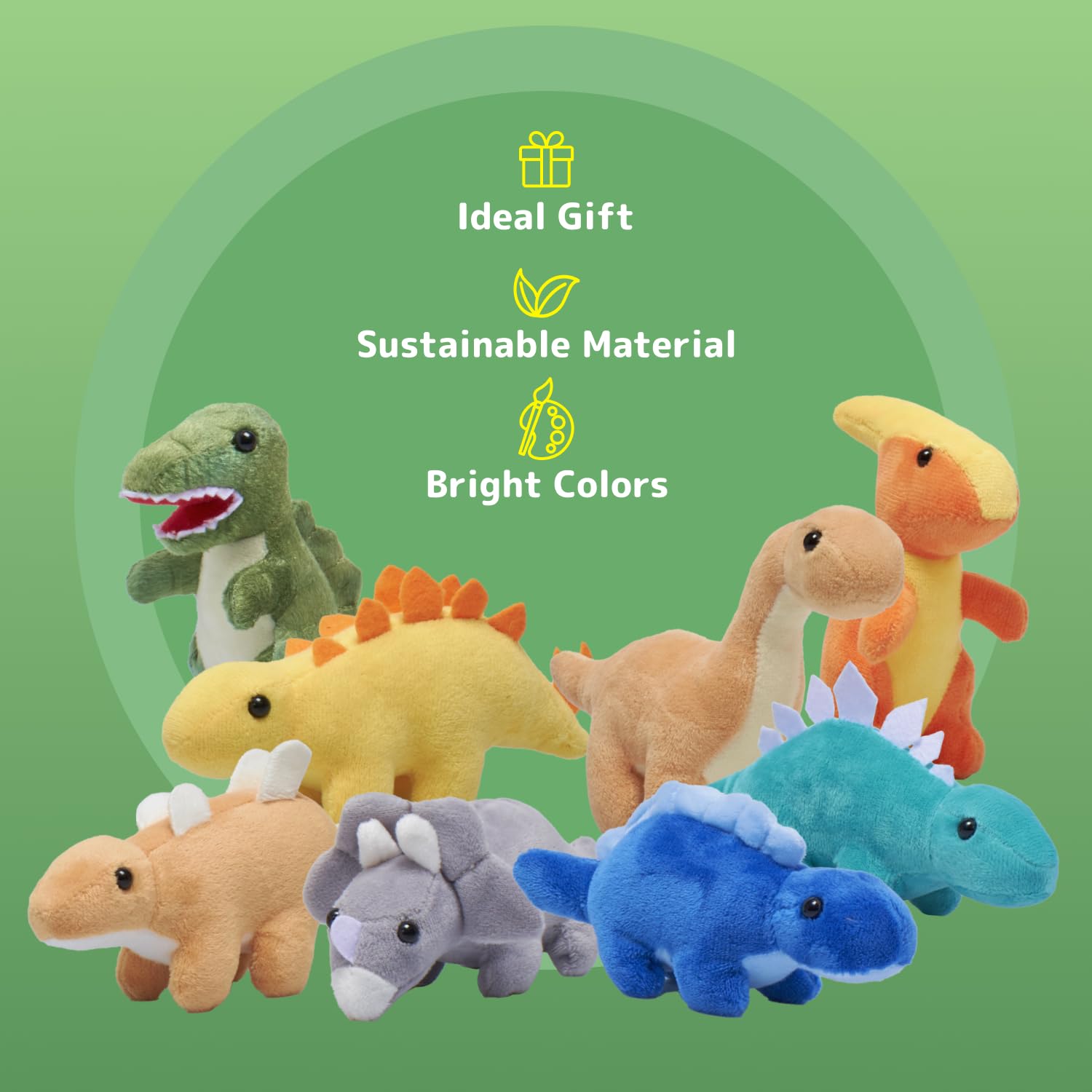 PREXTEX Plush Dinosaurs 8 Pack 5 inches Long - Thoughtful Gift for Kids - Stuffed Animal Assortment - Lovely Set for Kids
