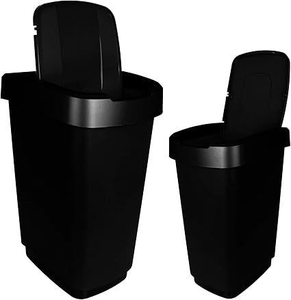 Tw24 Abfalleimer 25l Mit Farbwahl Mulleimer Kunststoff Abfallbehalter Mit Deckel Mullsammler Schwarz Amazon De Kuche Haushalt