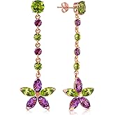 Galaxy Gold GG 14k Solid Rose Gold Chandelier Earrings with Peridot & Amethyst