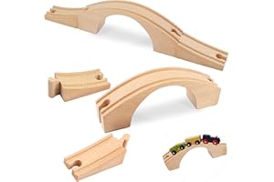 MOTOTO 1 Pack Wood Train Track Expansion Wooden Train Track Accessories Bridge Connectors Compatible with Most Major Toy Railway Railroads for Birthday Christmas