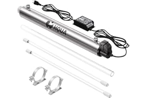 HQUA-OWS-6 Ultraviolet Water Purifier Filter for Kitchen Water Purification,6GPM 110V 25W Model HQUA-UV-6GPM + 1 Extra UV Tube