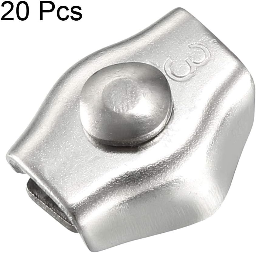 sourcing map 20 Pcs 304 Stainless Steel Single Wire Rope Clip Cable Clamp for 1.5mm-2mm Rope, 20pcs-1.5mm-2mm - Image 4