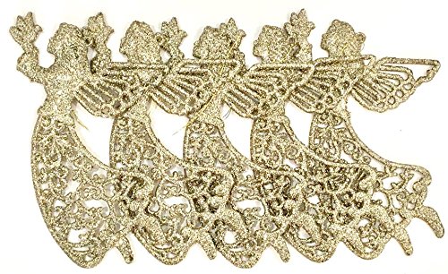 Gold Glitter Angel Christmas Tree Ornaments Holiday Home Decoration 10 Pack Set