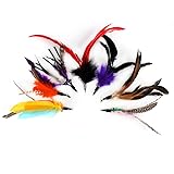 Gutian Cat Toys 7 pezzi con piume di ricambio e morbido Furry Tail bacchette per