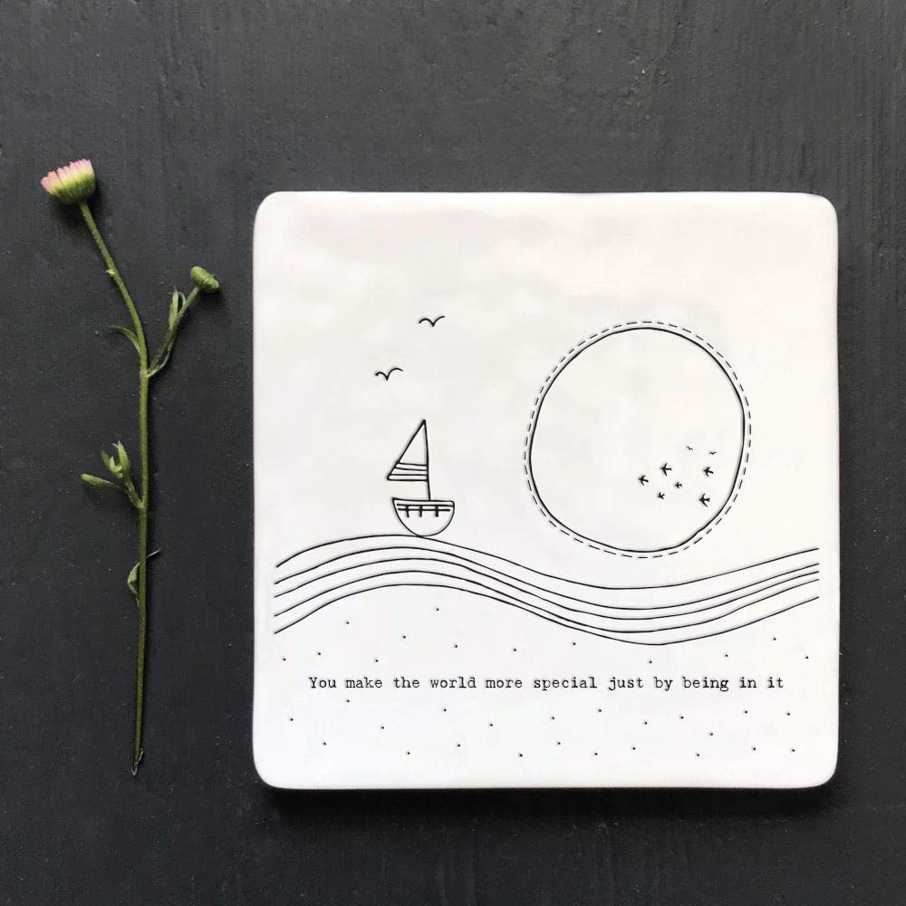East of India Porcelain Square Coaster Keepsake - You make the world