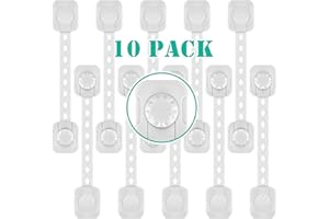 Betertek Cabinet Locks Child Safety Refrigerator Lock Drawer Locks Baby Proof Fridge Lock Kids Safety Latches Strap Locks (10 pack) for Dresser, Toilet Seat, Oven, Dishwasher, with Extra Adhesive
