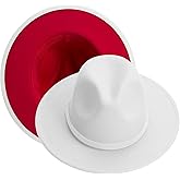 KUJUHA Women Men Wide Brim Fedora Hat