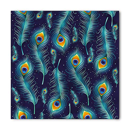 Instantarts Peacock Bird Feather Outdoor Scarf Headband Bandana Mask Necktie Head Wrap Mask Sweatband for Women Men 53cm x 53cm - Thumbnail 7