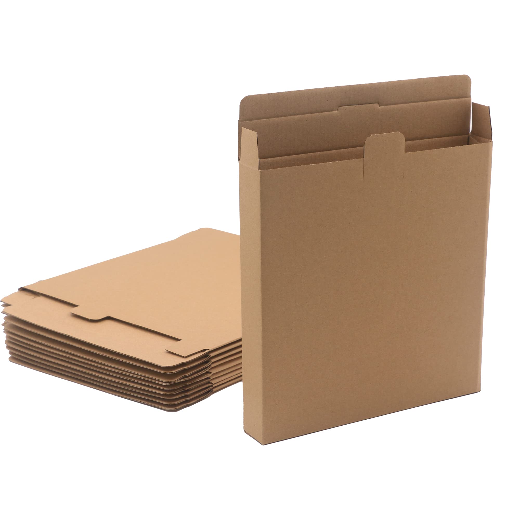 Photo 1 of 10 Pack 9.25"x 9.4"x 1.5" Flat Shipping Boxes, Brown Kraft Corrugated Cardboard Mailer Boxes, Recycable, Mailing and Storing