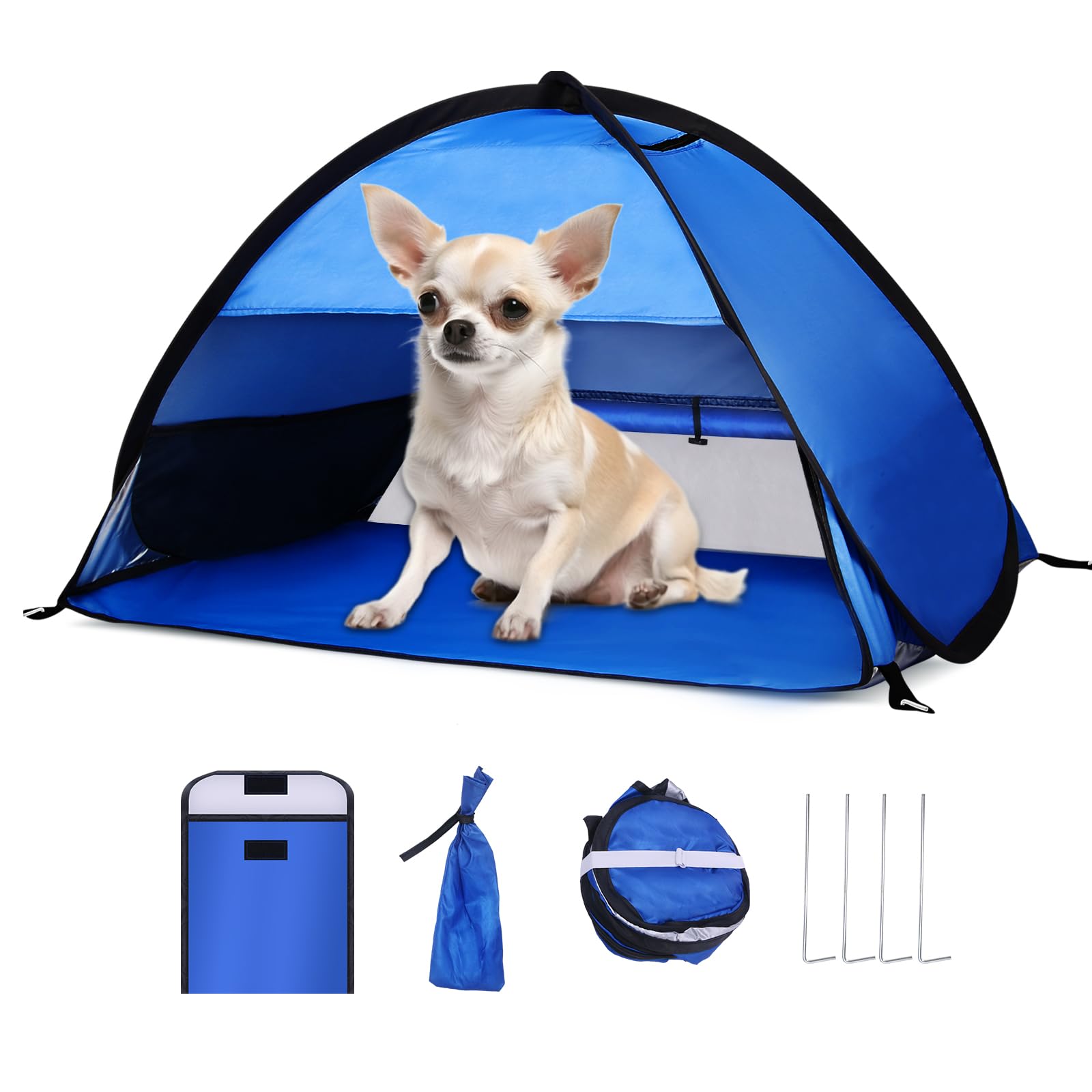 Photo 1 of Beach Sun Shelters, Instant Sun Shade Canopy Head PopUp Canopy Automatic Shade Tent for Camping, Portable Windproof Waterproof with Mobile Phone Stand with Tent Nails, with Breathable Mesh, 80cm