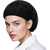 Giantree 6 Pcs Chef Hat, Unisex Elastic Kitchen Cooking Hat, Food Service Hair Nets Mesh Cap, Black Adjustable Reusable Washable Cooking Chef Cap