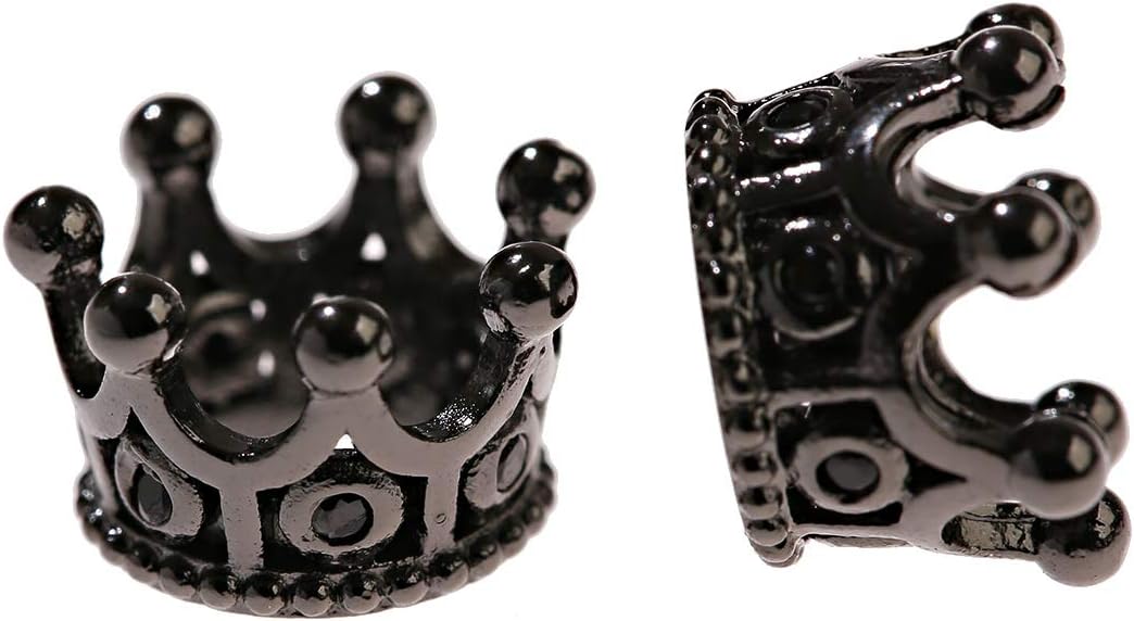 DOUVEI 5 Pcs Cute Crystal Crown Tiny Assorted Colors Rhinestone Jewelry Pendant Charms for Teens DIY Jewelry Making Supplies (5 Pcs Black on Black Crown)