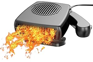 QIDOE 12V Car Heater, 200W Car Heaters That Plug Into Cigarette Lighter Portable electric Heaters for Cars, Car Defroster Windshield Demister, Auto Defogger 360° Rotatable With Ergonomic Handle