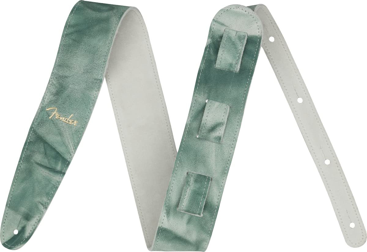 Fender Tie Dye Leather Strap Sage Green, Green