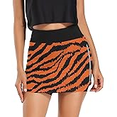 JHKKU Women's Tennis Skirt Inner Shorts Tiger Print Lightweight Golf Casual Sports Skirt with Pockets