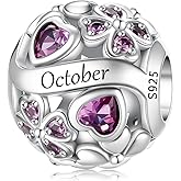 LONGLUCK 925 Sterling Silver Birthstone Charms Fit for Bracelet and Necklace Four Leaf Clover Birthstone Charms Jewelry Gift for Women