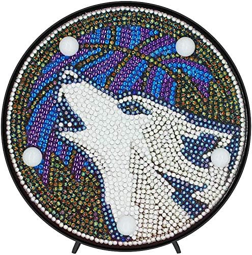 Yobeyi DIY Diamond Painting Lamp with LED Lights Full Drill Crystal Drawing Kit Bedside Night light Arts Crafts for Home Decoration or Christmas Gifts 6.0x6.0inch(Wolf) - Image 3