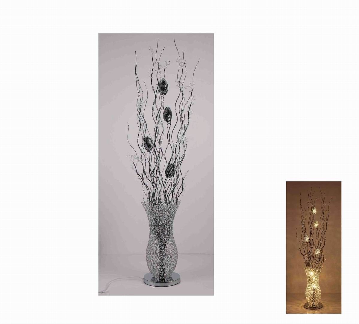 Stunning Leonardo Black And Silver Metal Flowers In Vase Floor