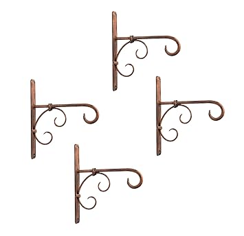 CRAFTCASTLE Metal Plant Hanger Wall Hanging Plant Hook for Bird Feeders Planters Lanterns Wind Chimes Hanging Baskets Ornaments String Lights Indoor Outdoor Balcony (4, Golden)