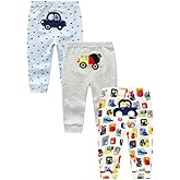 Kiddiezoom 3-Pack Newborn Pants Baby and Toddler Unisex Cotton Trousers Pants