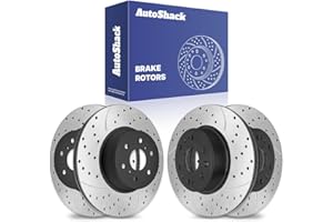 AUTO SHACK AutoShack Front & Rear Drilled & Slotted Brake Rotors Replacement for Cadillac Escalade Chevrolet Silverado 1500 Tahoe Suburban 1500 GMC Sierra 1500 Yukon E-Coated 4-PC Set ShadowGuard