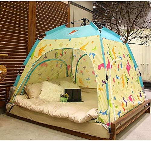 HEXbaby Floorless Indoor Privacy Tent on Bed with Color Poles for Cozy Sleep in Drafty Rooms